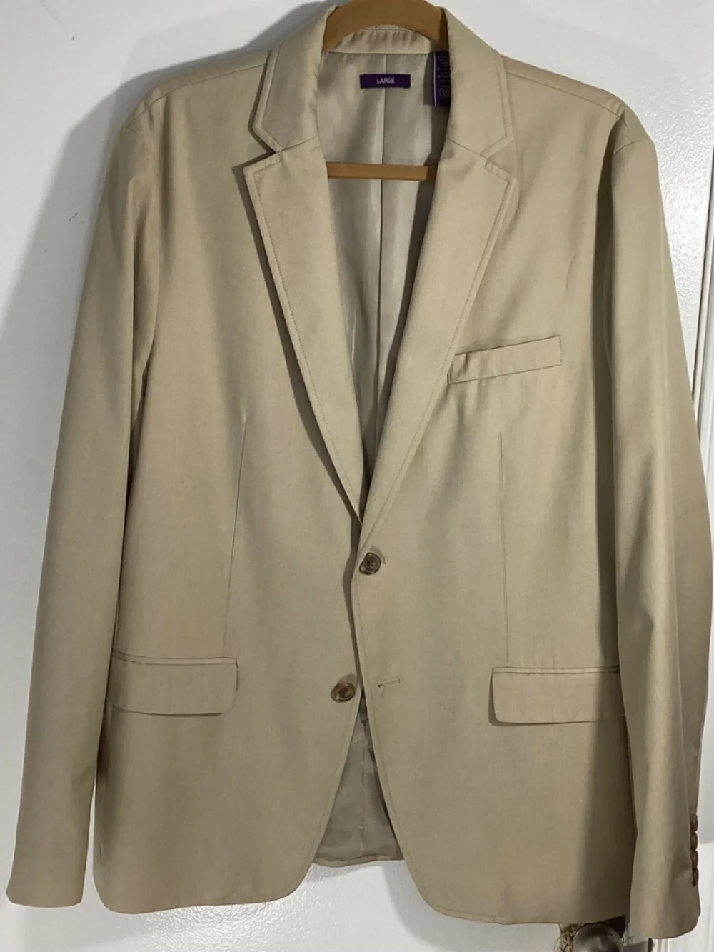 NWOT MEN'S AMERICAN RAG SIZE LARGE SLIM FIT BEIGE BLAZER